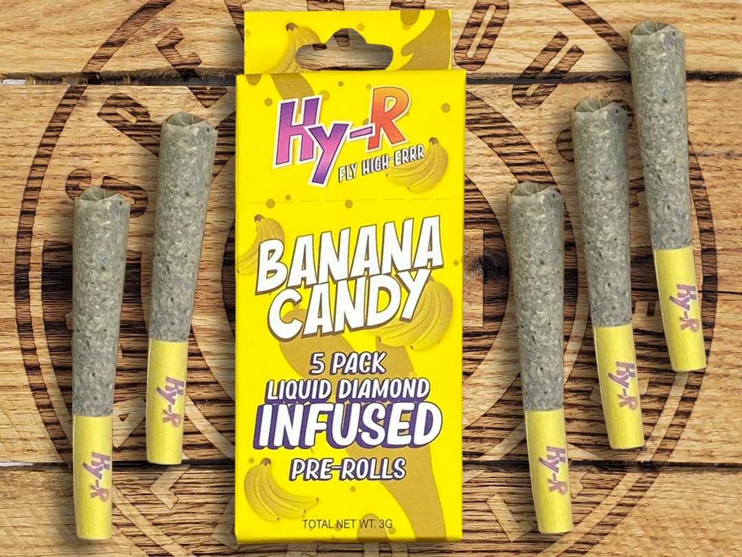 Photograph of product: HY-R | Banana Candy | 0.6g Infused Pre Roll 5pk