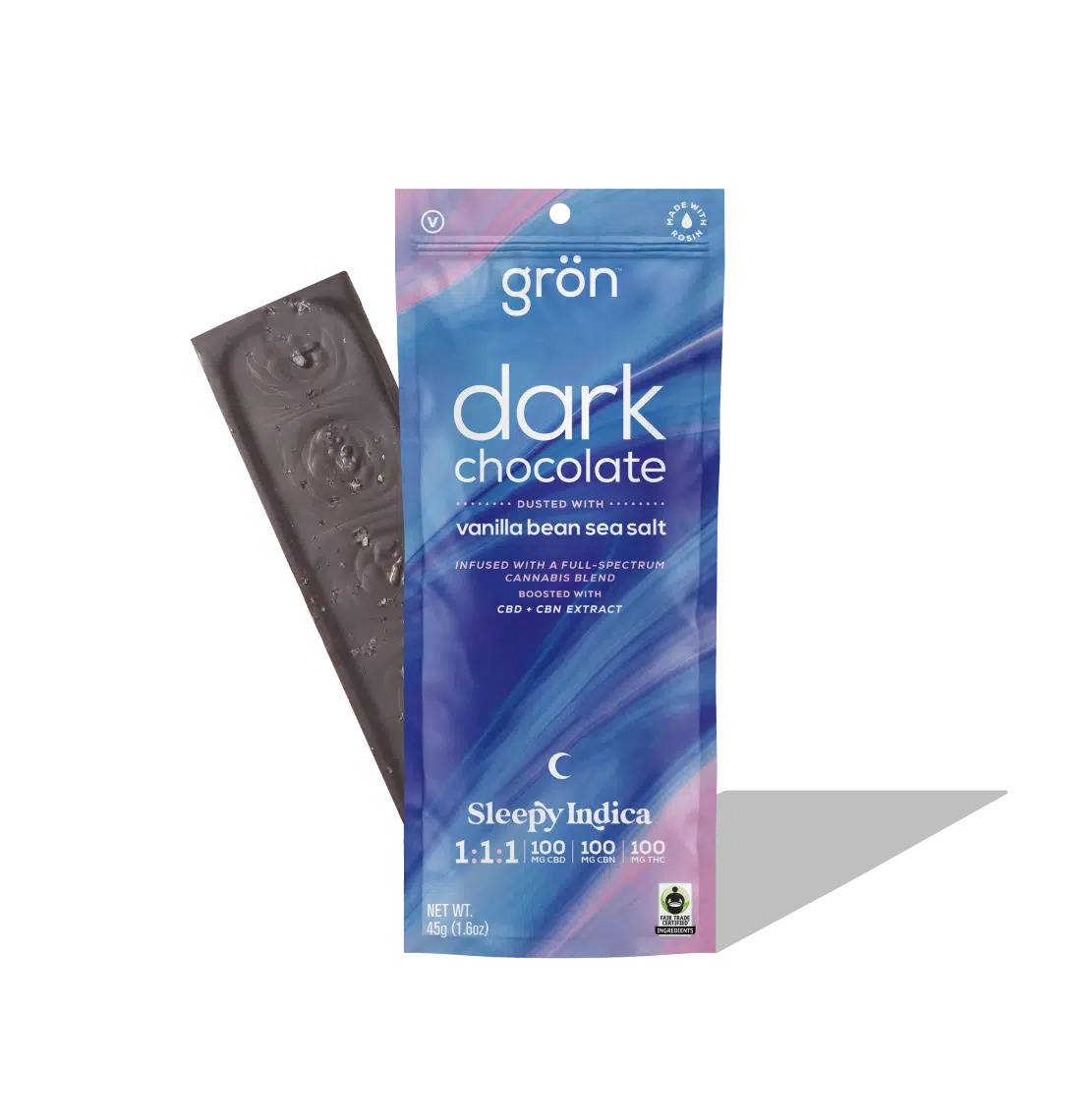 Photograph of product: Dark Chocolate & Vanilla Bean Sea Salt Full Bar | Sleepy Oui'd | 1 : 1 : 1 | TH-oui : CBD : CBN |100mg (I)