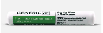 Photograph of product: Generic AF - Hybrid AF - Gorilla Glue X Garlicane - 2pk Joints