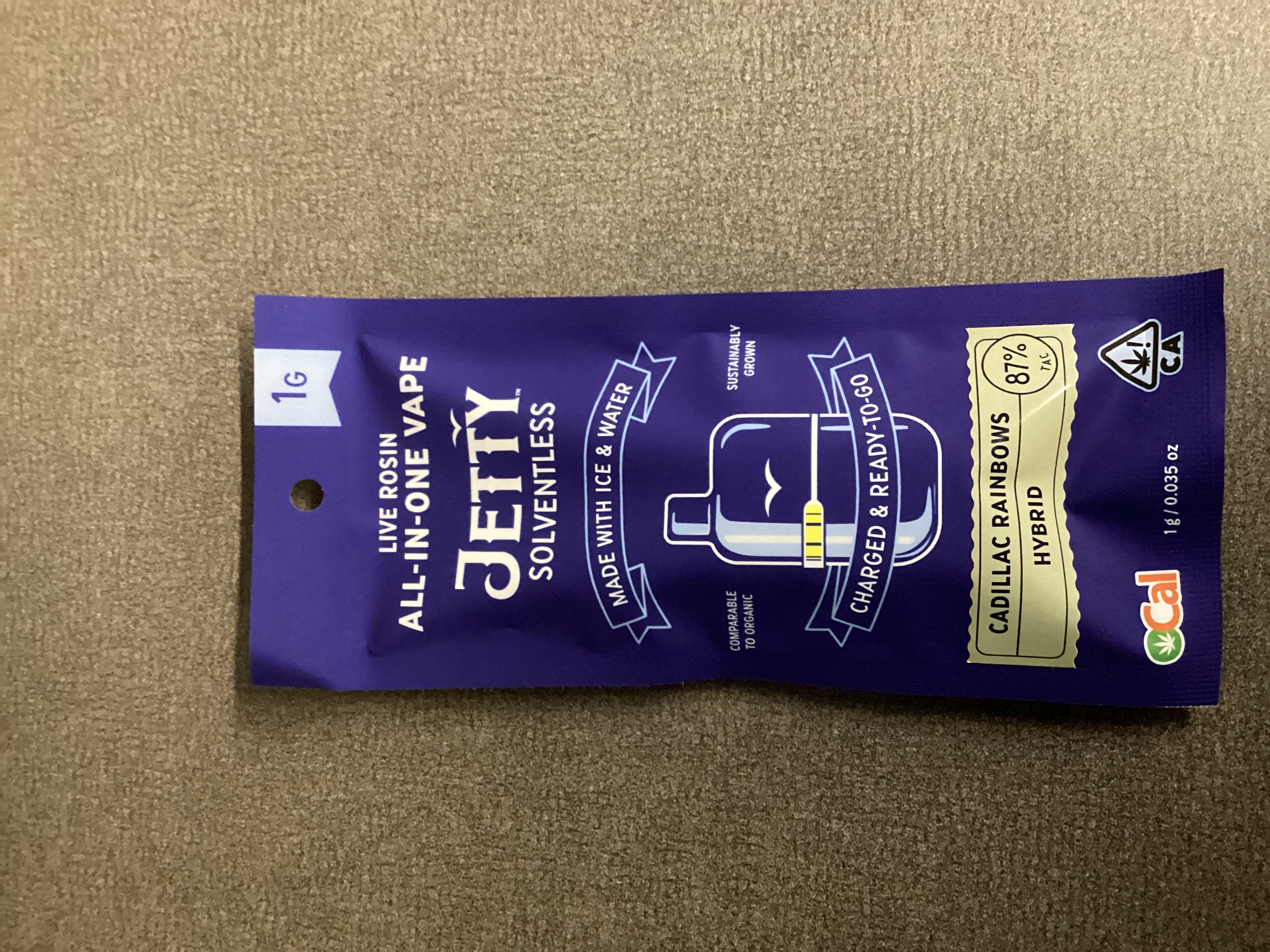 Photograph of product: JETTY - CADILLAC RAINBOWS SOLVENTLESS MINI TANK DISPOSABLE