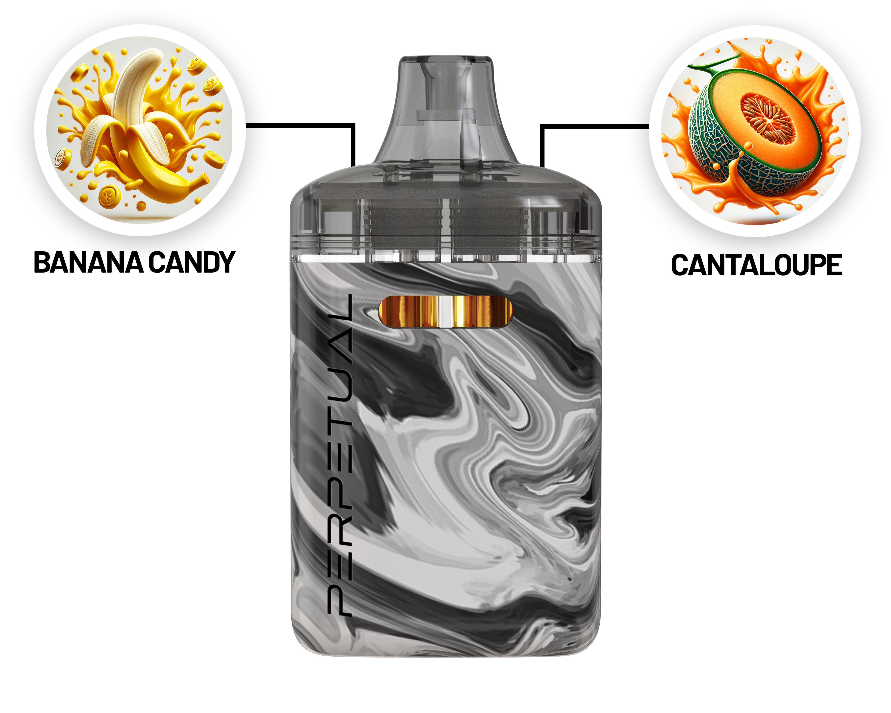 Photograph of product: Disposable | Banana Candy & Cantaloupe Crush Dual Vape Cartridge| 2g | Perpetual