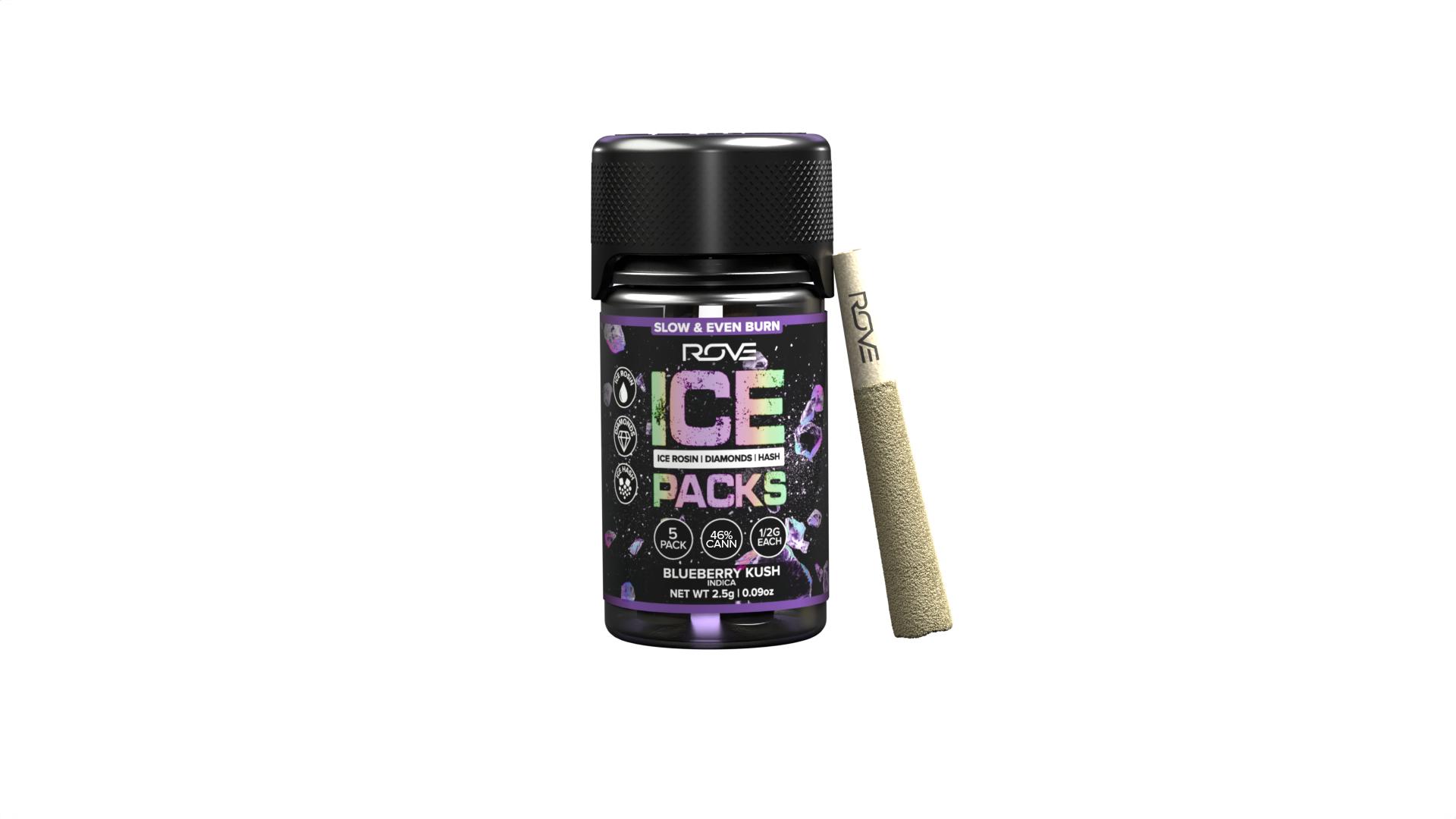 Photograph of product: Rove - Ice Packs - Blueberry Kush - 5pk Triple Infused Joints