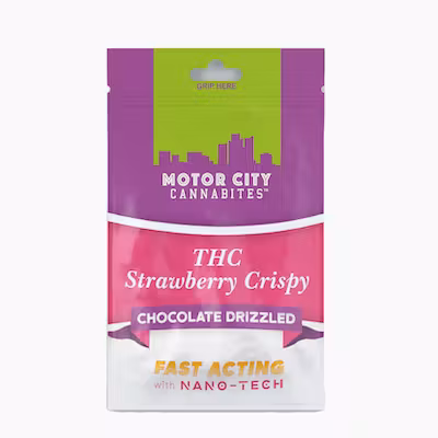Photograph of product: MOTORCITY CANNABITES | DRIZZLED STRAWBERRY CRISPY - FAST ACTING | 200MG