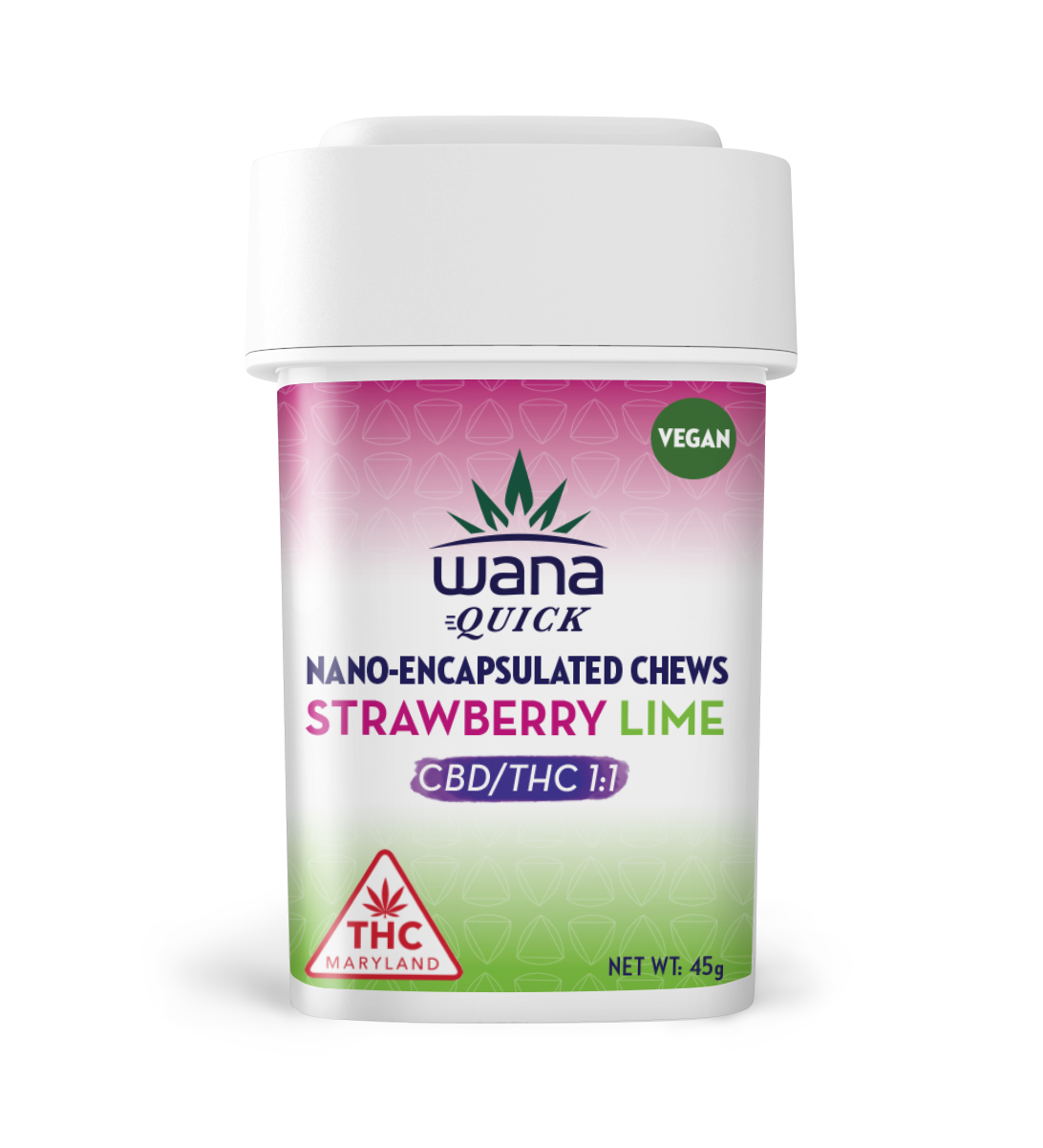 Photograph of product: Wana Quick Strawberry Lime 1:1 CBD:THC Chews | 10mg (10ct)