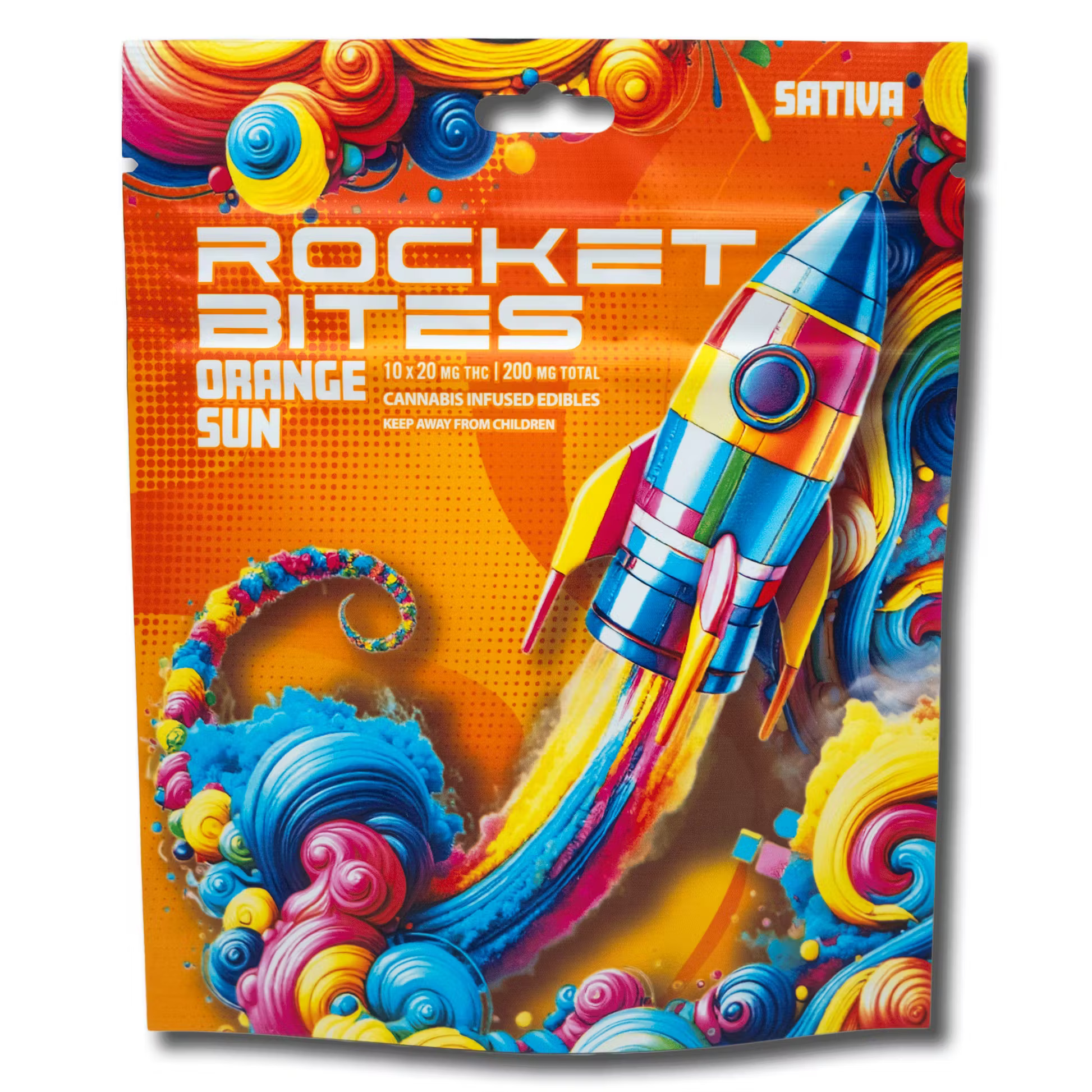Photograph of product: Rocket Bites | Orange Sun | 200mg Gummies