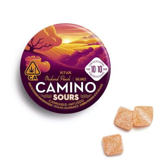 Photograph of product: Orchard Peach "Balance" 100mg 1:1 - SOUR CAMINO Gummies - Retail