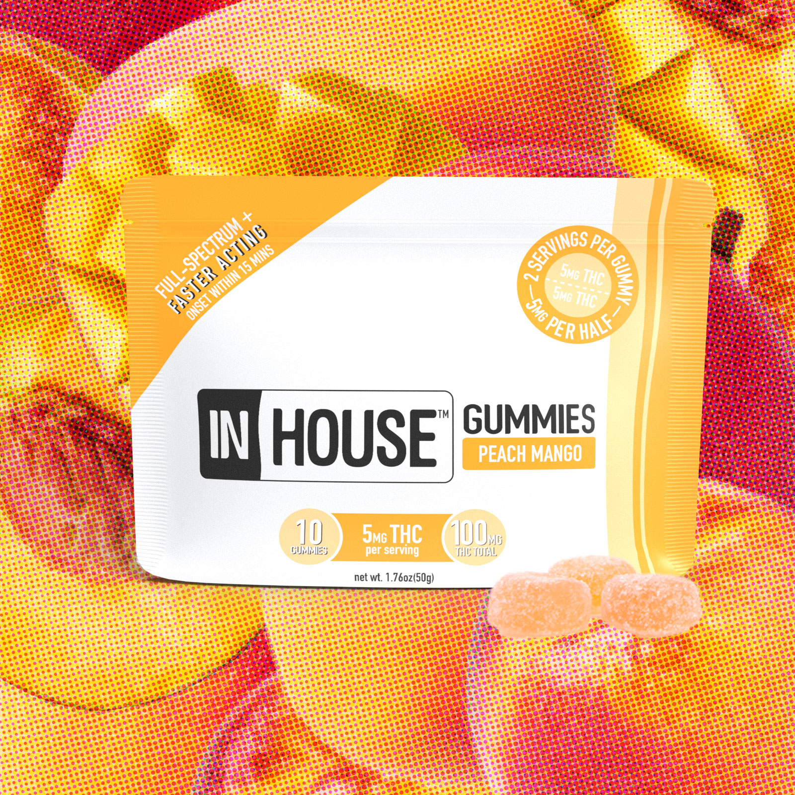 Photograph of product: Peach Mango Gummies - 5mg/100mg Total