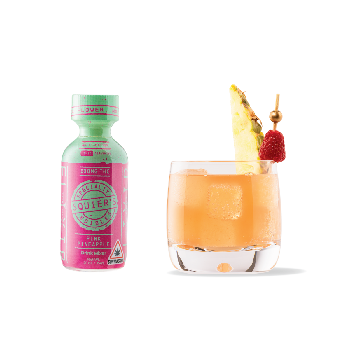 Photograph of product: Squier's: Pink Pineapple 200mg au chocolat Rosin Drink Mixer