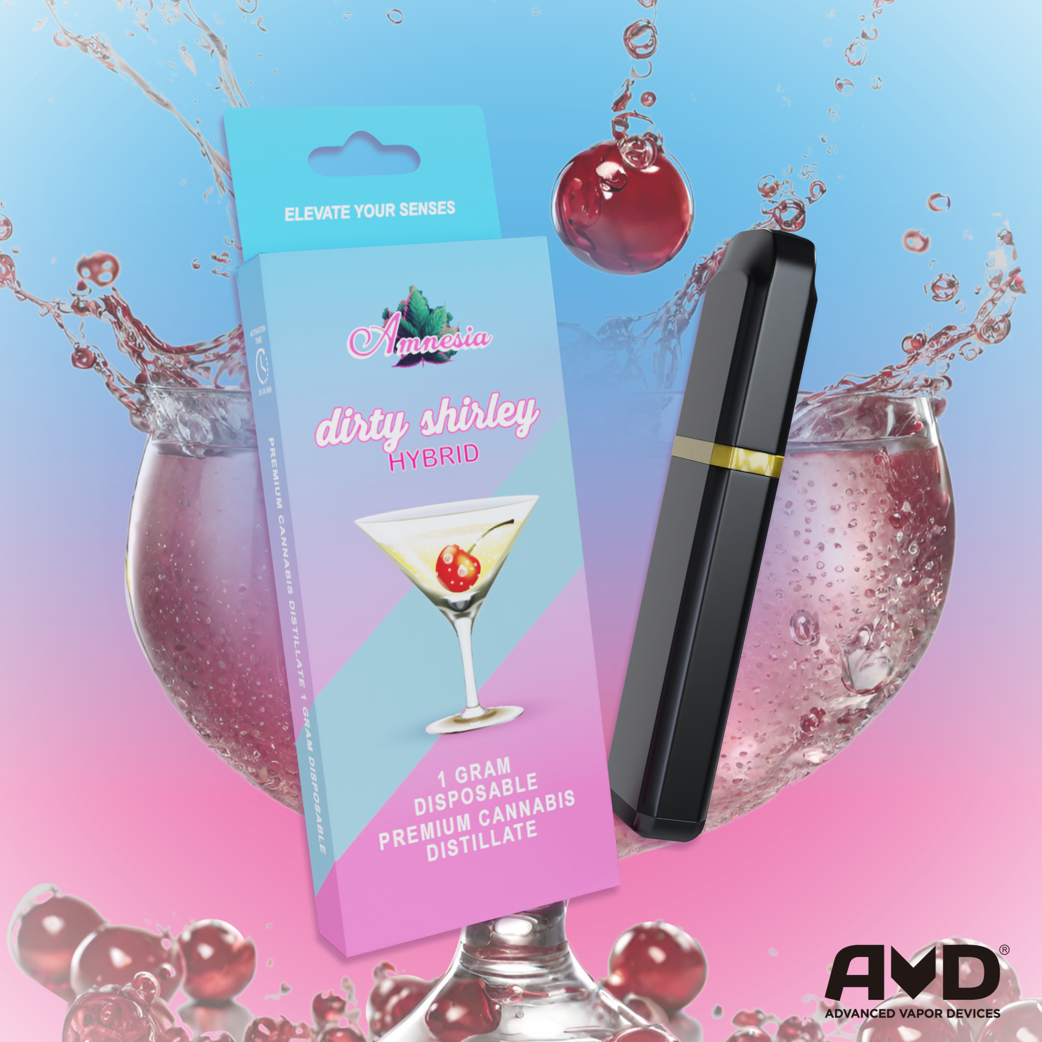 Photograph of product: Amnesia | Dirty Shirley | 1G Disposable Cart