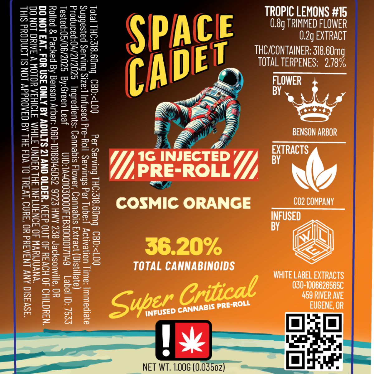 Photograph of product: Pre Roll - Benson Arbor - Space Cadet - Cosmic Orange