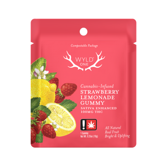 Photograph of product: Strawberry Lemonade Uplifting WyldOnes - 100mg TH-oui Single Gummy  - Wyld