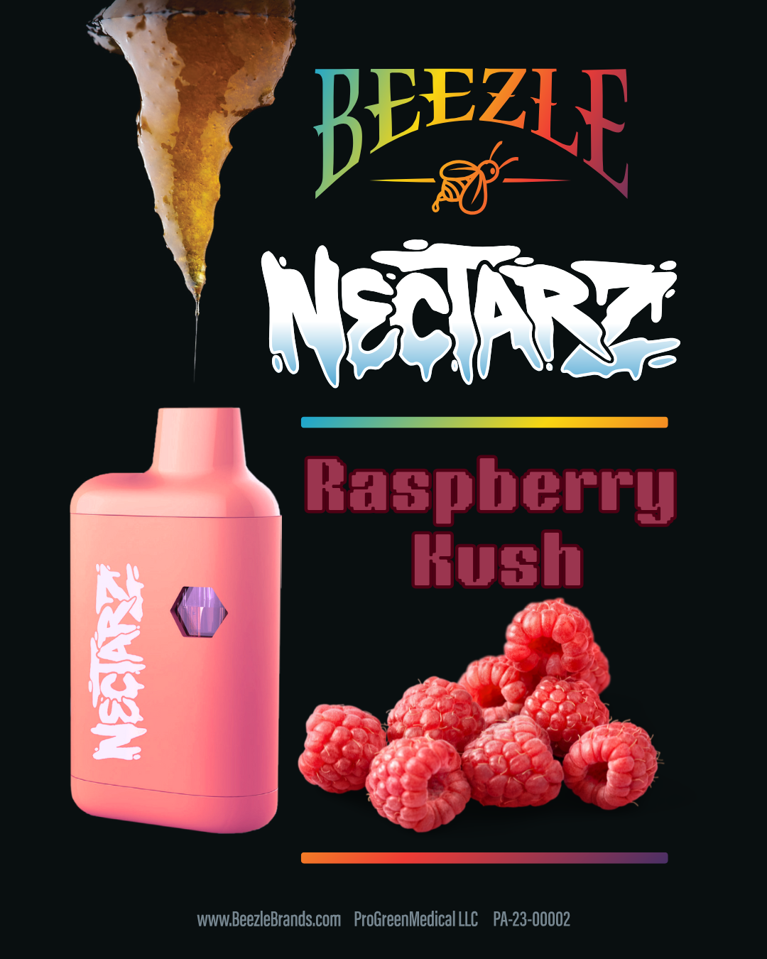 Photograph of product: Beezle | Nectarz Disposable Vape | Raspberry Kush | 1000mg
