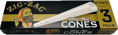 Photograph of product: Zig Zag Ultra Thin King Size Cones 3 Pack
