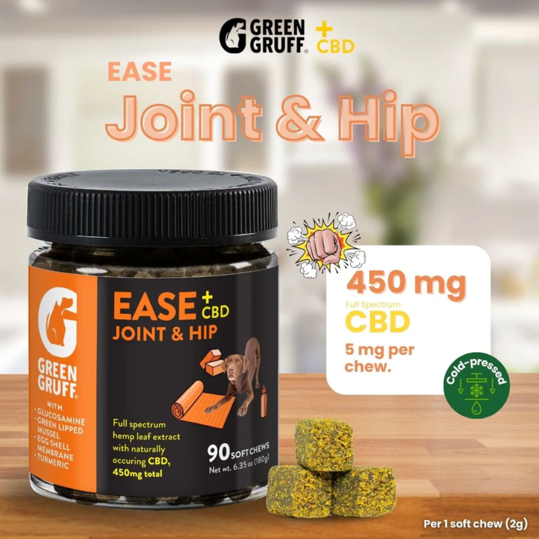 Photograph of product: Green Gruff Ease 450mg 90ct CBD Chews Coconut Pumpkin