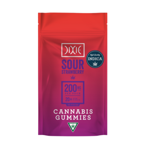 Photograph of product: Dixie | Sour Strawberry Gummies | 10x20mg | 200mg