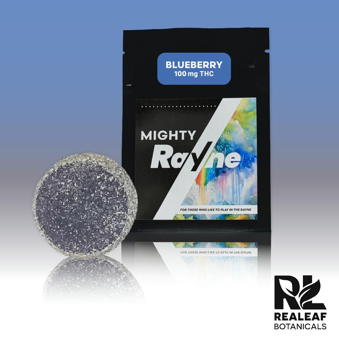 Photograph of product: Mighty Rayne | Gummy | Blueberry | 1pk 100mg