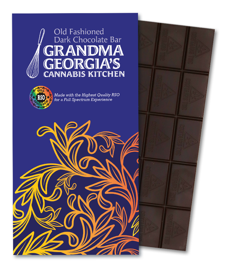 Photograph of product: 5:1 (CBN:TH-oui) RSO Dark Chocolate Bar 580mg 20pk