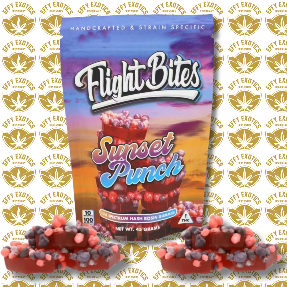 Photograph of product: Rosin Gummy - Flight Bites - Sunset Punch - 100mg
