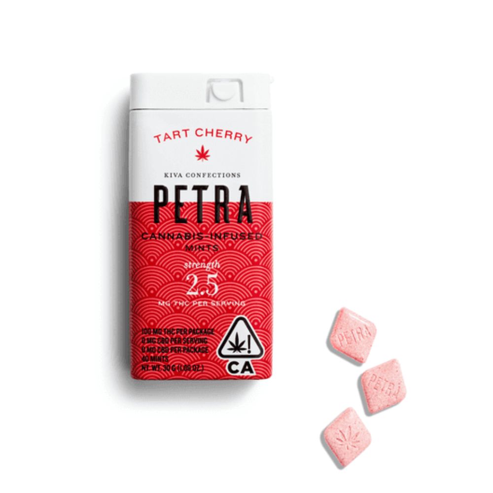 Photograph of product: PETRA MINTS - TART CHERRY - KIVA CONFECTIONS