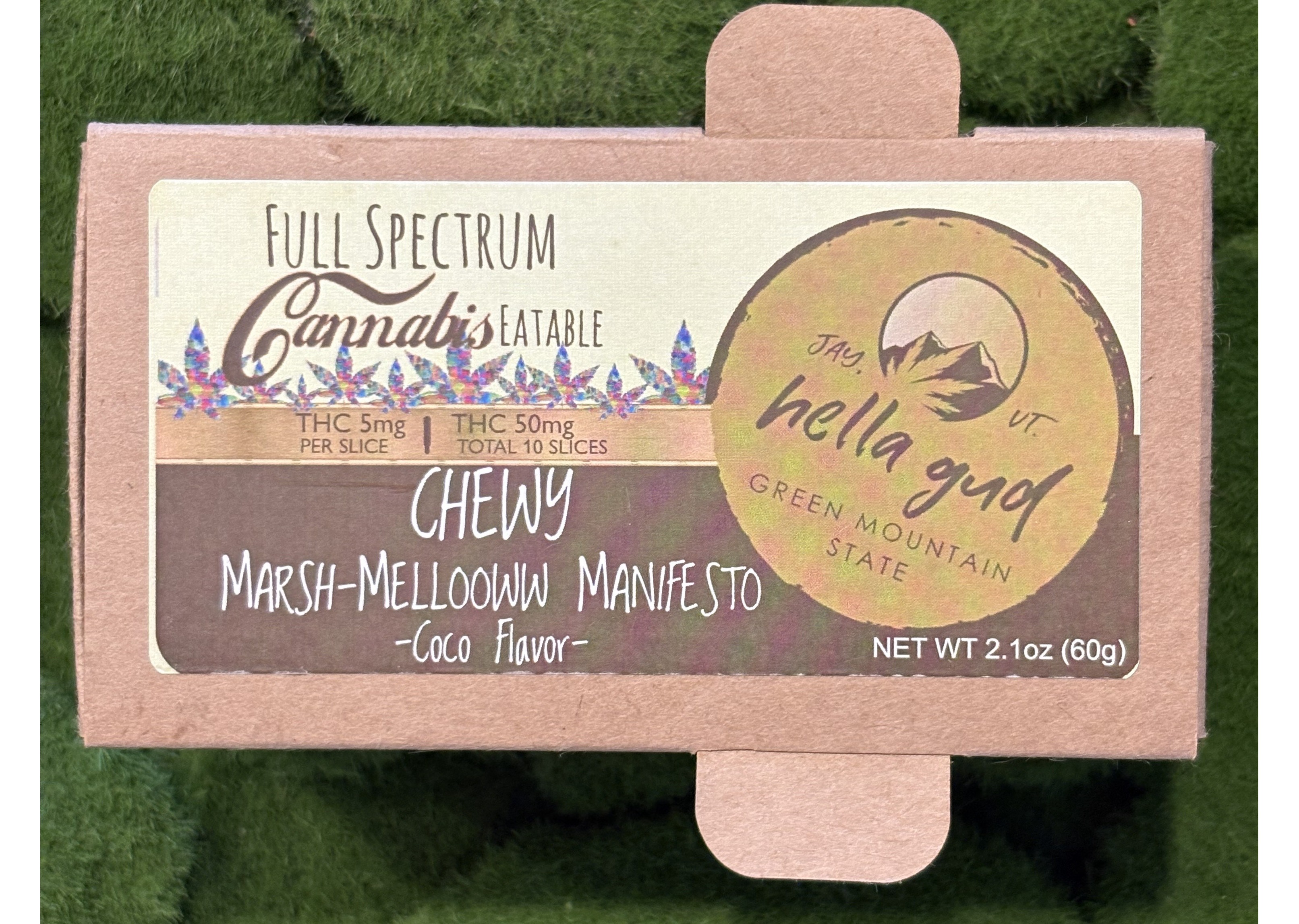 Photograph of product: 50mg Edible Pack | Chewy Coco Marsh-Mellooww Manifesto | Hella Gud