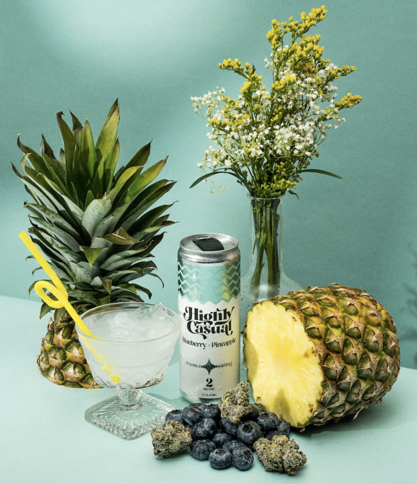 Photograph of product: Blueberry + Pineapple 2mg TH-oui Seltzer 4 Pack by Highly Casual