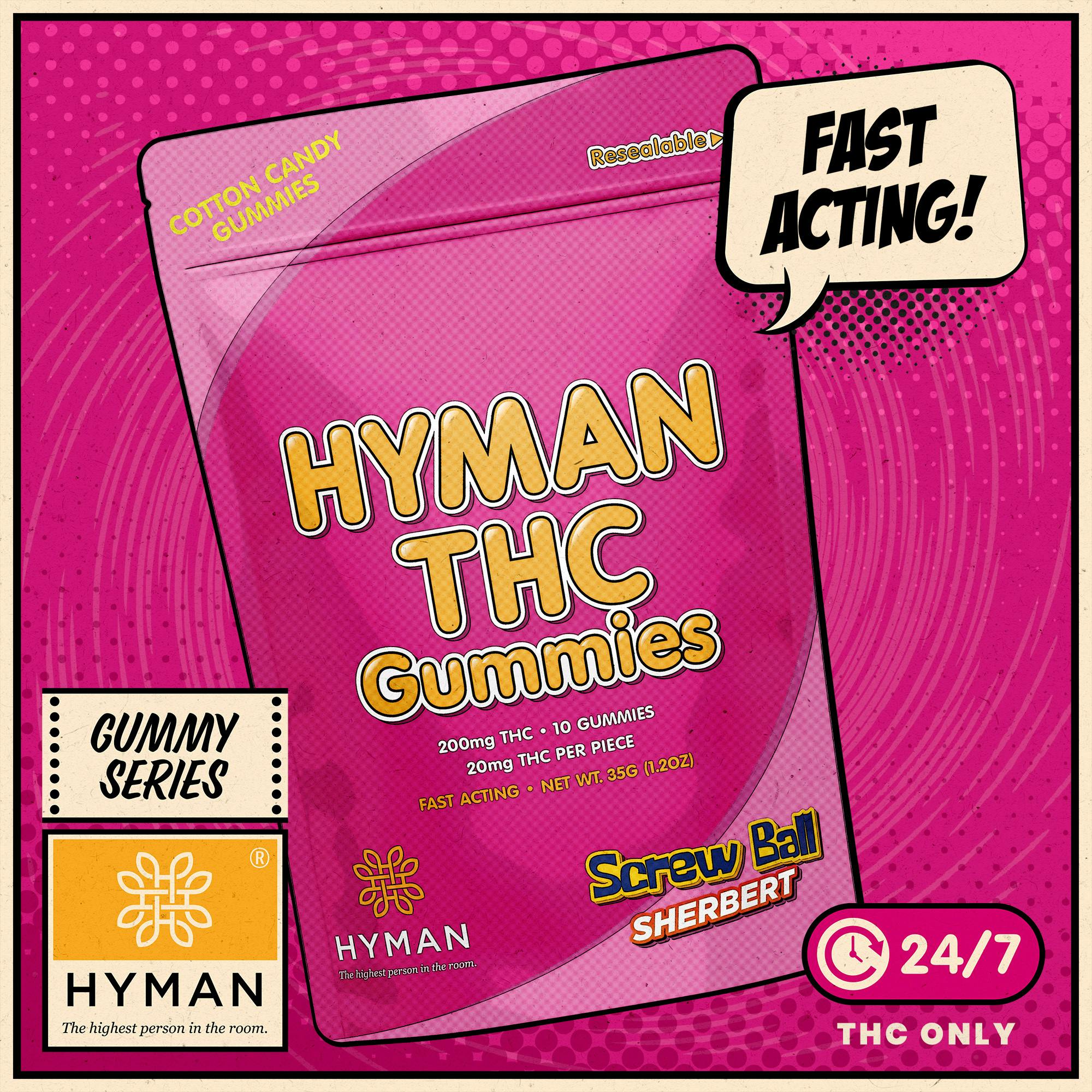 Photograph of product: HYMAN | GUMMIES | 200MG ALL DAY | SCREWBALL SHERBERT