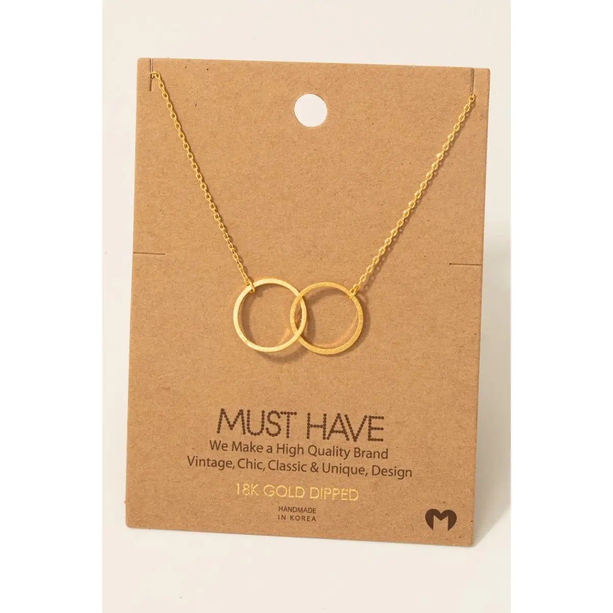 Photograph of product: Metallic Dual Circle Pendant Necklace - Gold