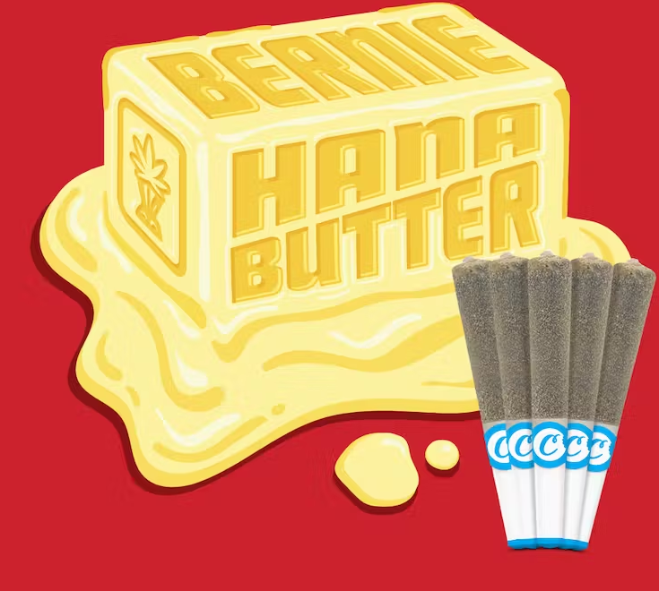 Photograph of product: Cookies Bernie Hana Butter Infused Preroll 5pk 2.5g