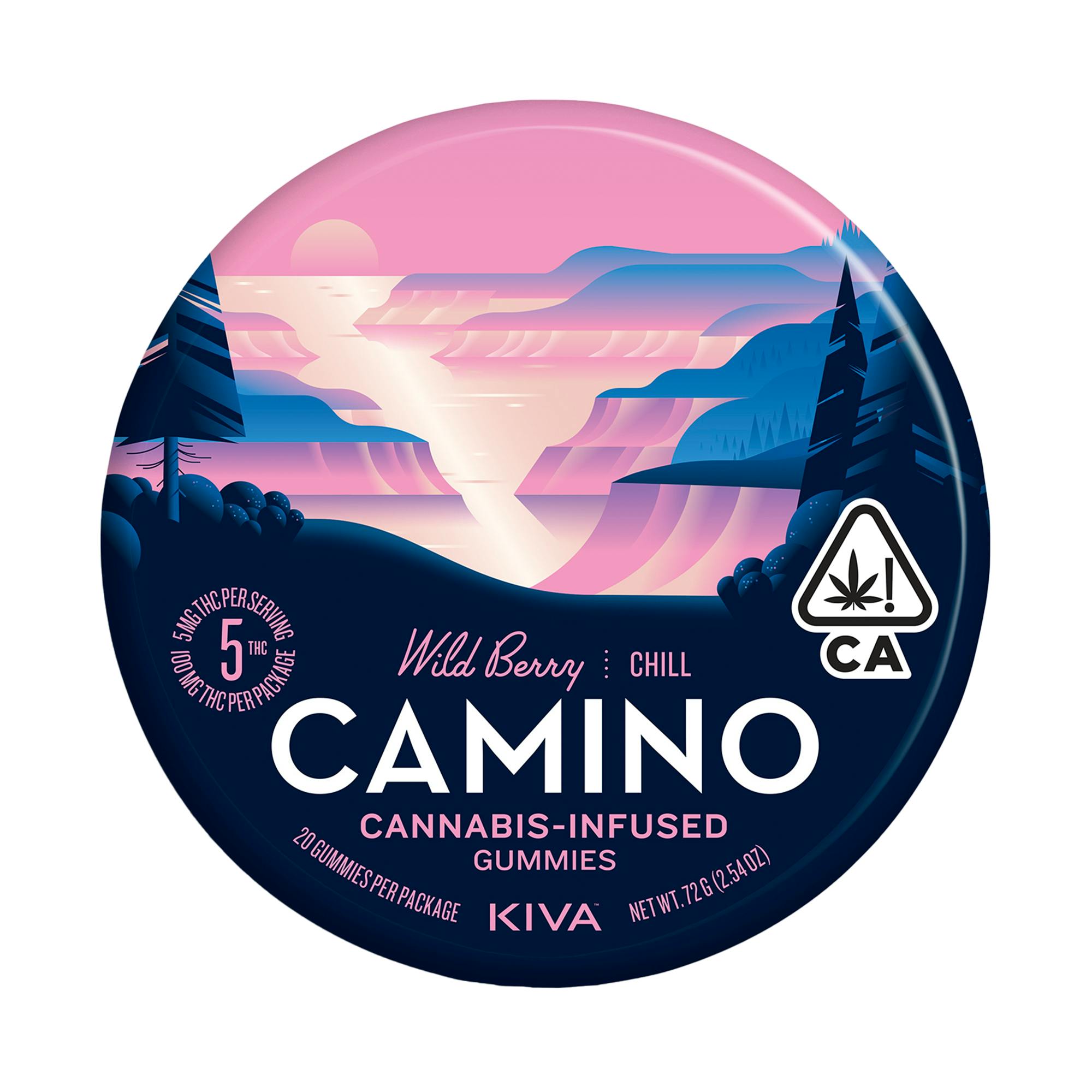 Photograph of product: Kiva Camino Gummies Edible - Chill Wild Berry 100mg (20ct)