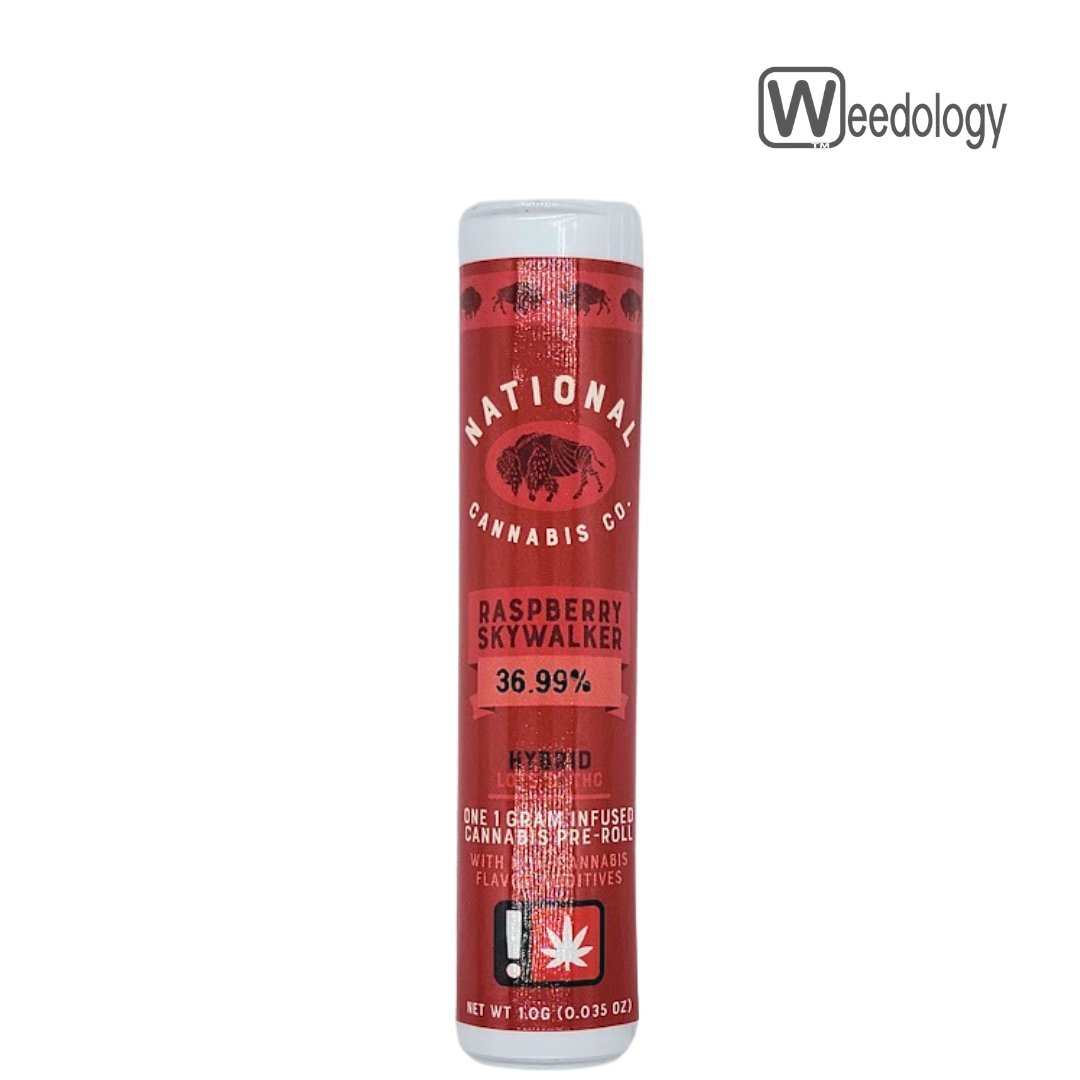 Photograph of product: National Oui'd Co. Single RASPBERRY SKYWALKER 1g Infused Pre-Roll
