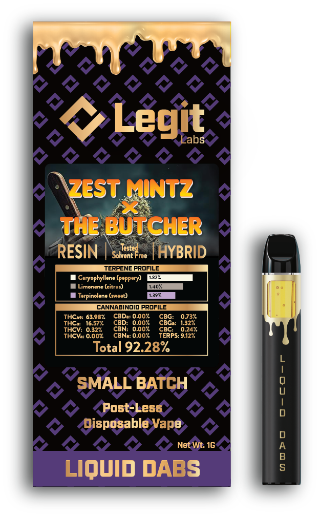 Photograph of product: Zest MIntz x The Butcher 1g Disposable
