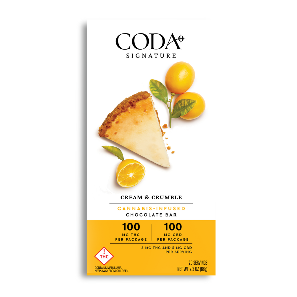 Photograph of Product: 1:1 Cream & Crumble Chocolate Bar [20pk] (100mg THC:100mg CBD)