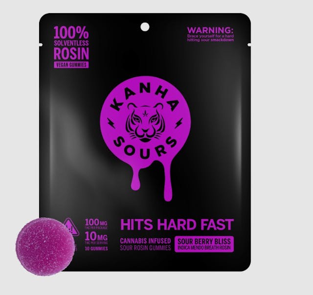 Photograph of product: $28.73 Sour Berry Bliss Kanha Rosin Sours Gummies 100mg - 