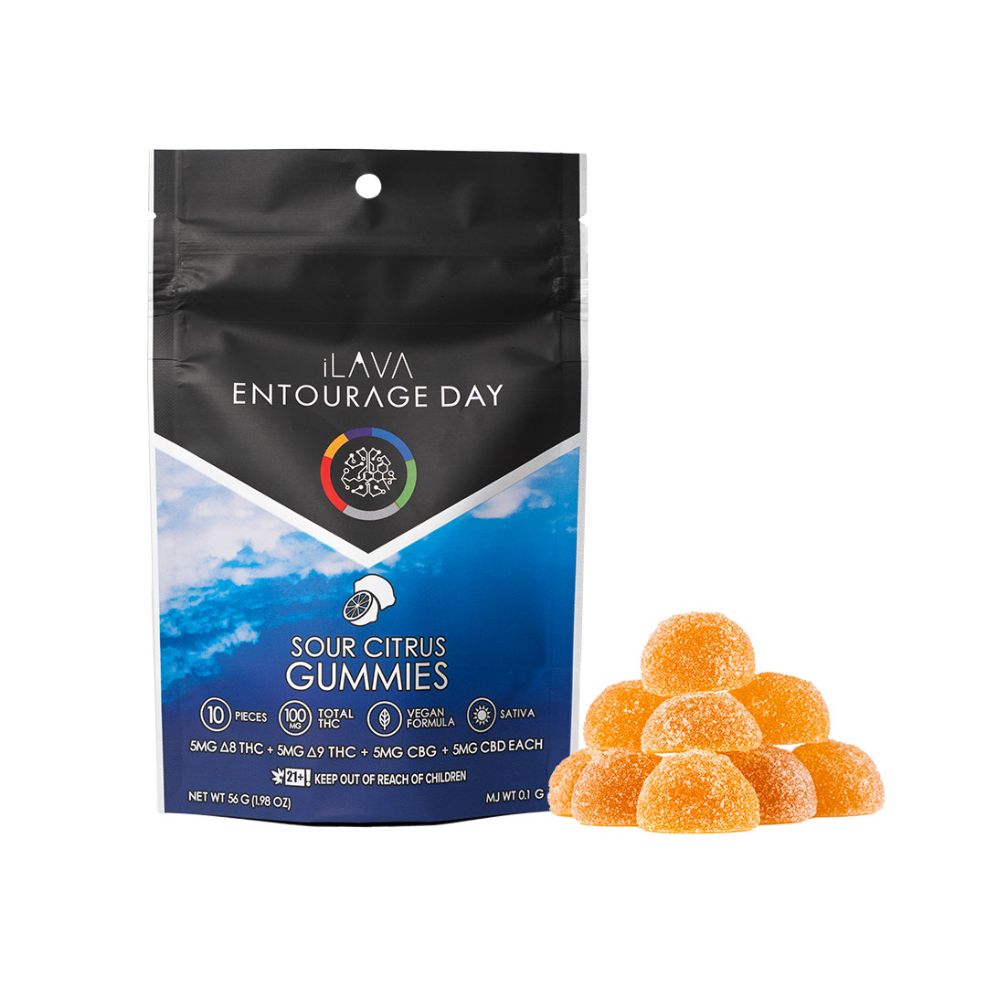 Photograph of product: Entourage Day Gummies 100mg - Sour Citrus