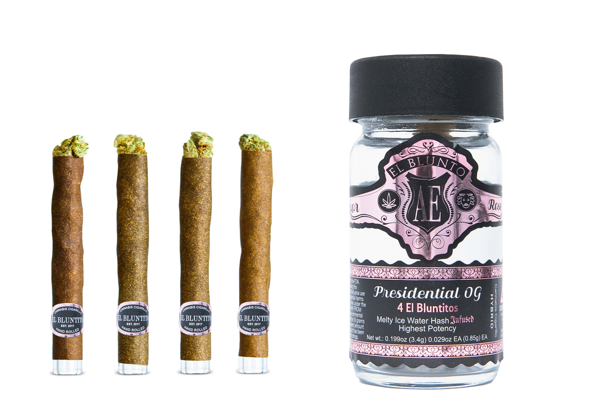 Photograph of product: El Bluntitos | Presidential OG | au chocolat Infused Blunts | 0.85g | 4pk