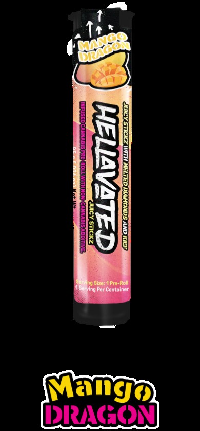 Photograph of product: Hellavated Mango Dragon Juicy Stickz Infused Pre-Roll 0.75g