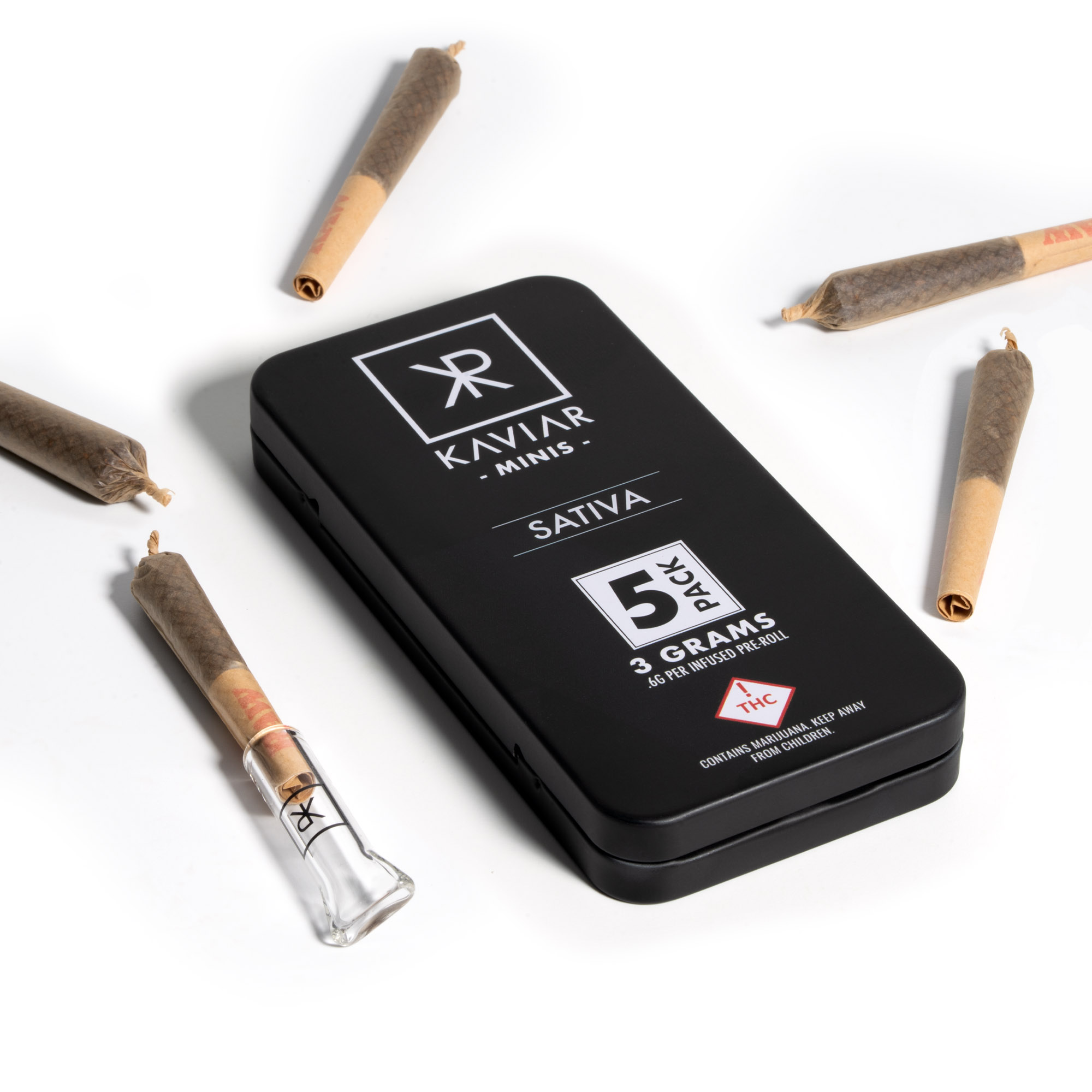 Photograph of product: (Enter Oui'd Strain) Kaviar Minis | Infused Pre-Rolls 5 Pack | 3g