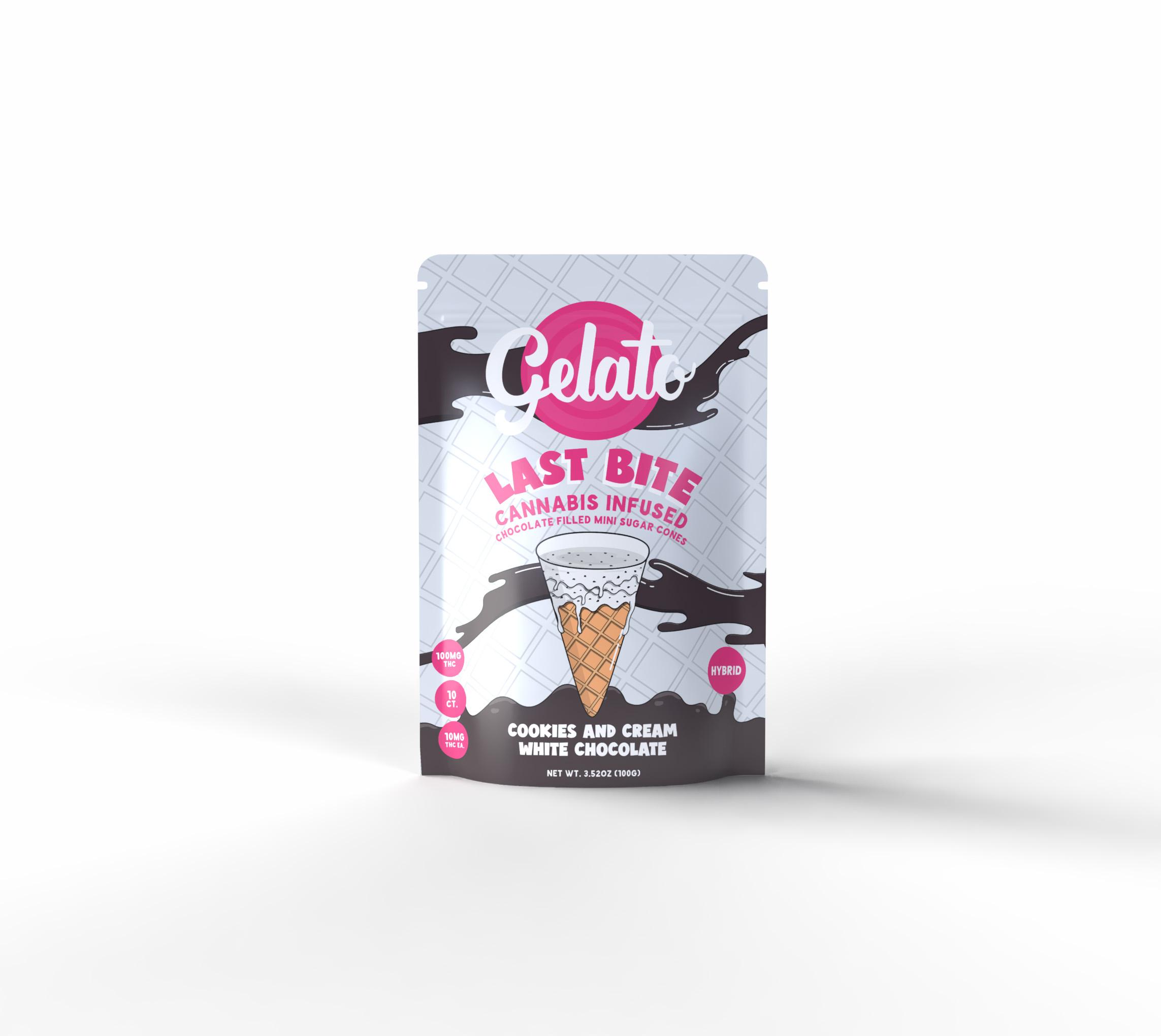Photograph of product: GELATO - LAST BITE - SNACKS - 100MG - COOKIES AND CREAM WHITE CHOCOLATE