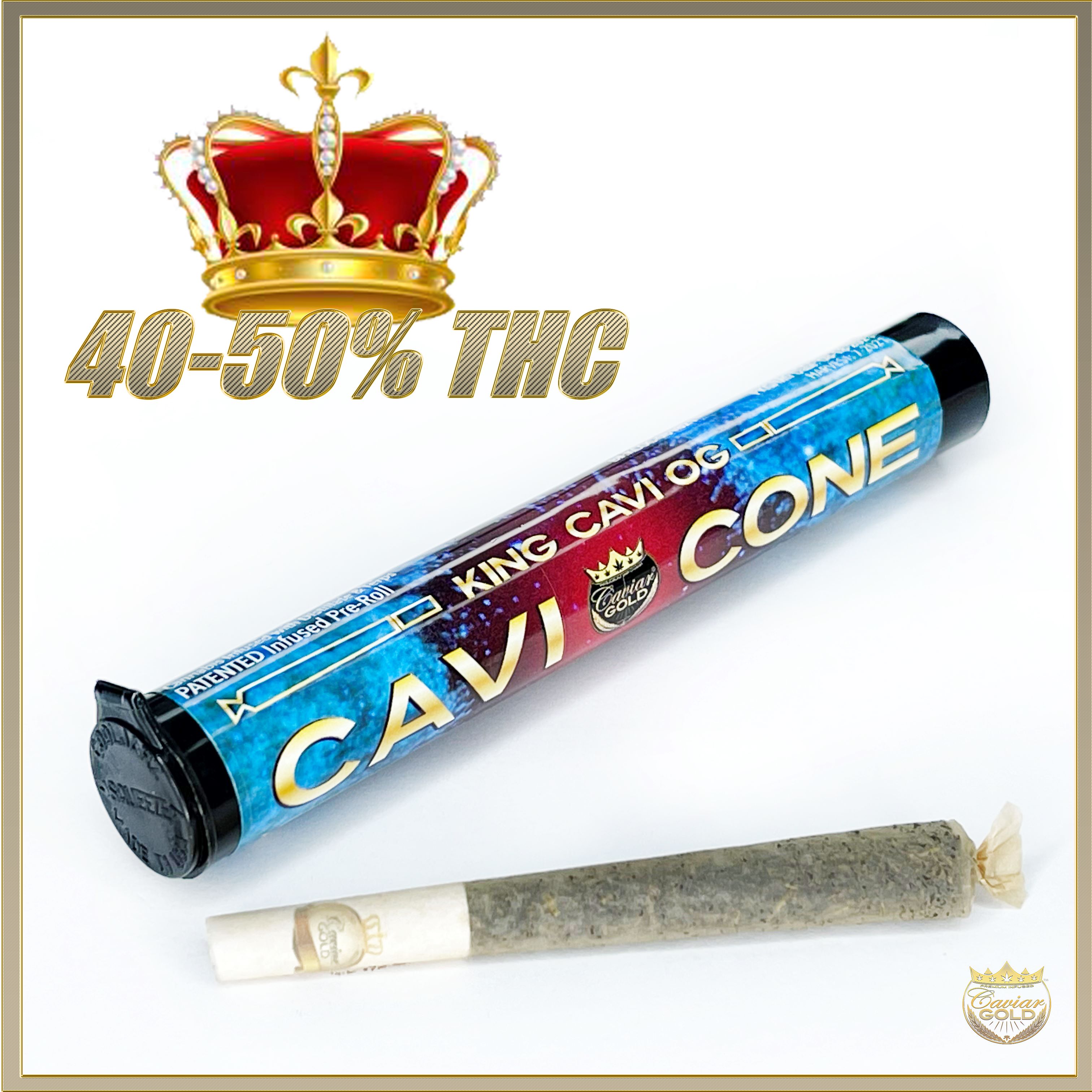 Photograph of Product: Cavi Cone - King Cavi OG (Indica) Infused Preroll 1.5g