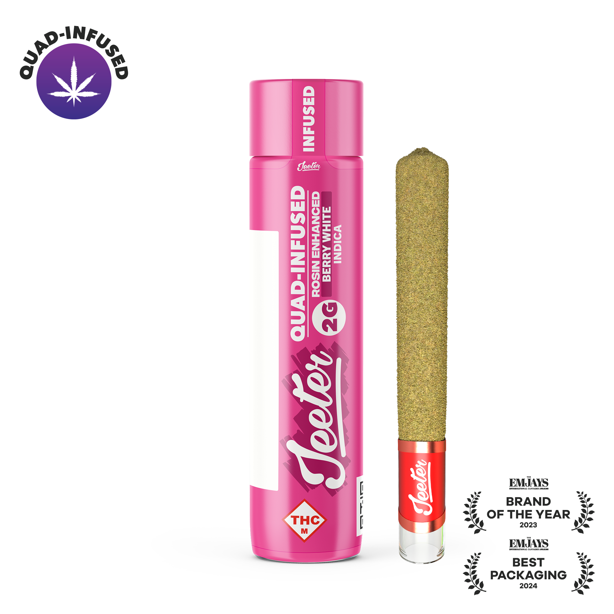 Photograph of product: Berry White Quad Infused XL Jeeter Pre-Roll | 2g