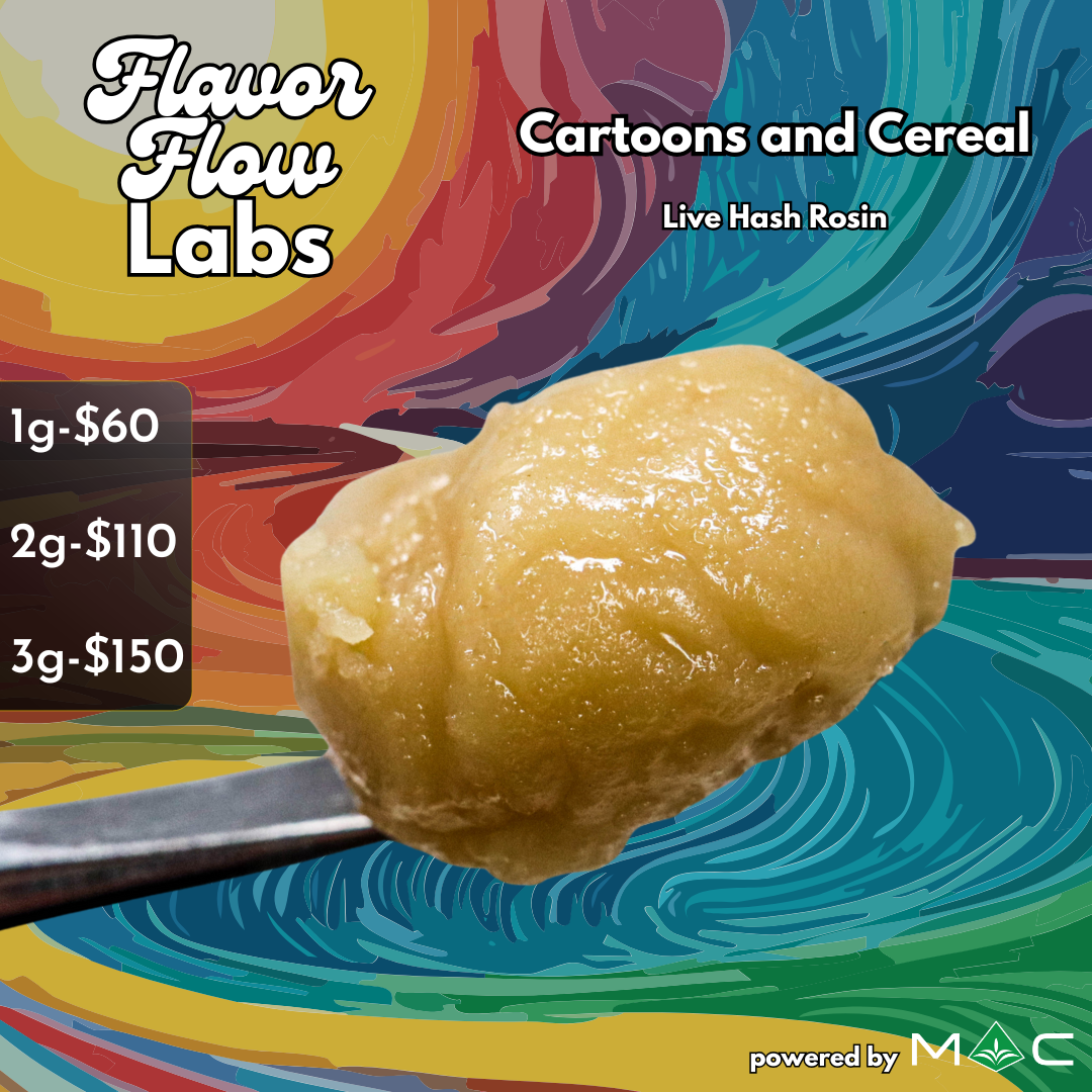 Photograph of product: Cartoons & Cereal Live au chocolat Rosin | 1g | 87.48% TAC 7.39% Terpenes
