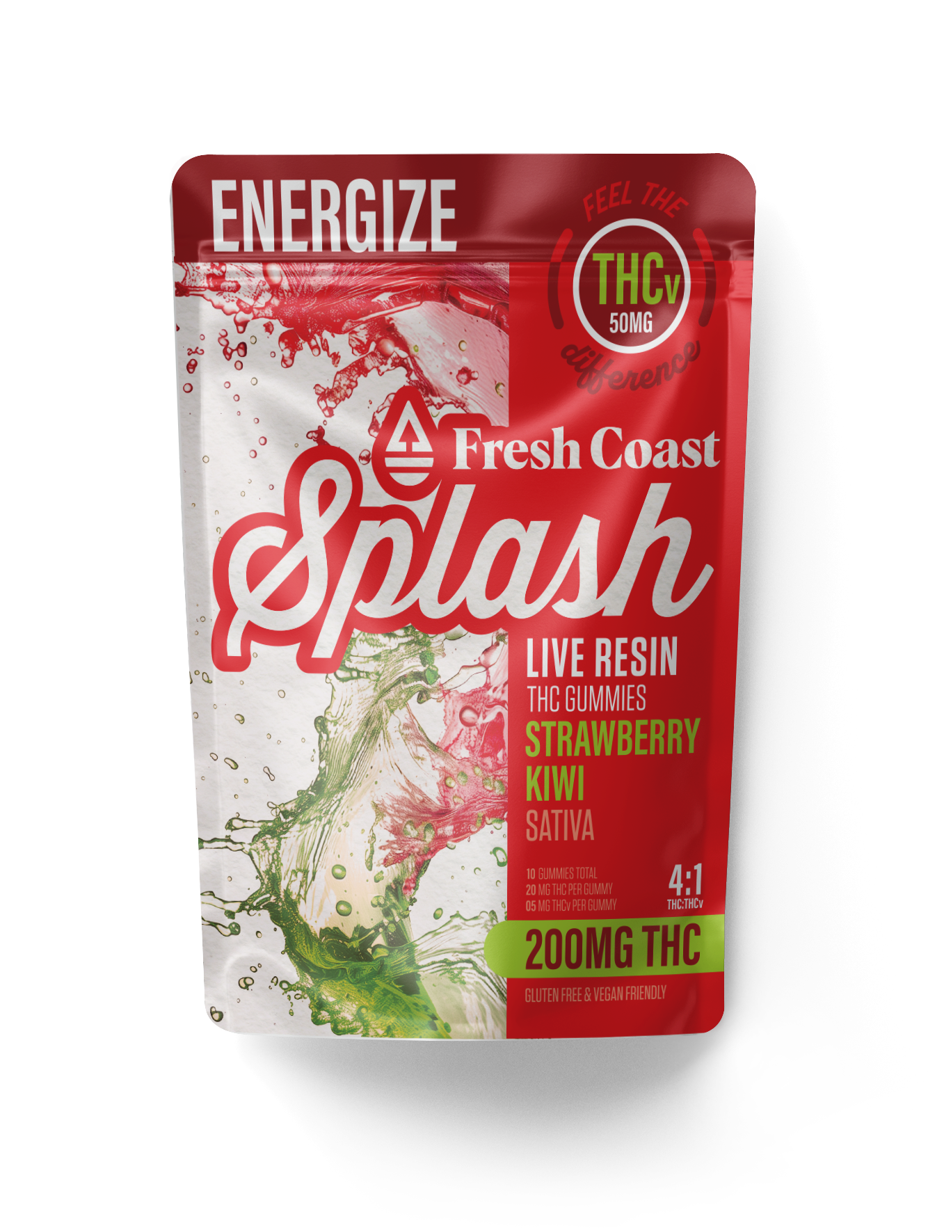 Photograph of product: Splash - Strawberry Kiwi 4:1 TH-oui:TH-ouiv Live Resin Gummies 200mg