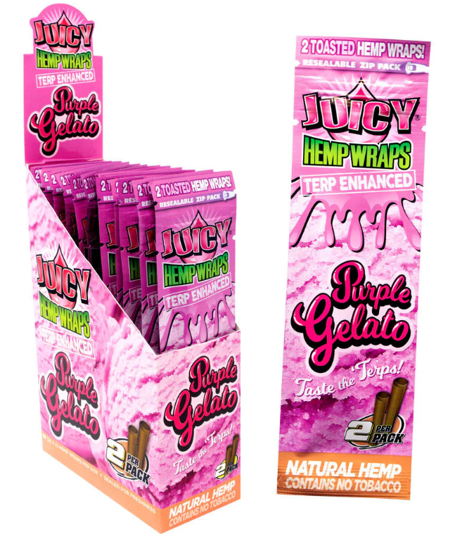 Photograph of product: Juicy Jay Terp Infused Hemp Wraps Purple Gelato 2pk