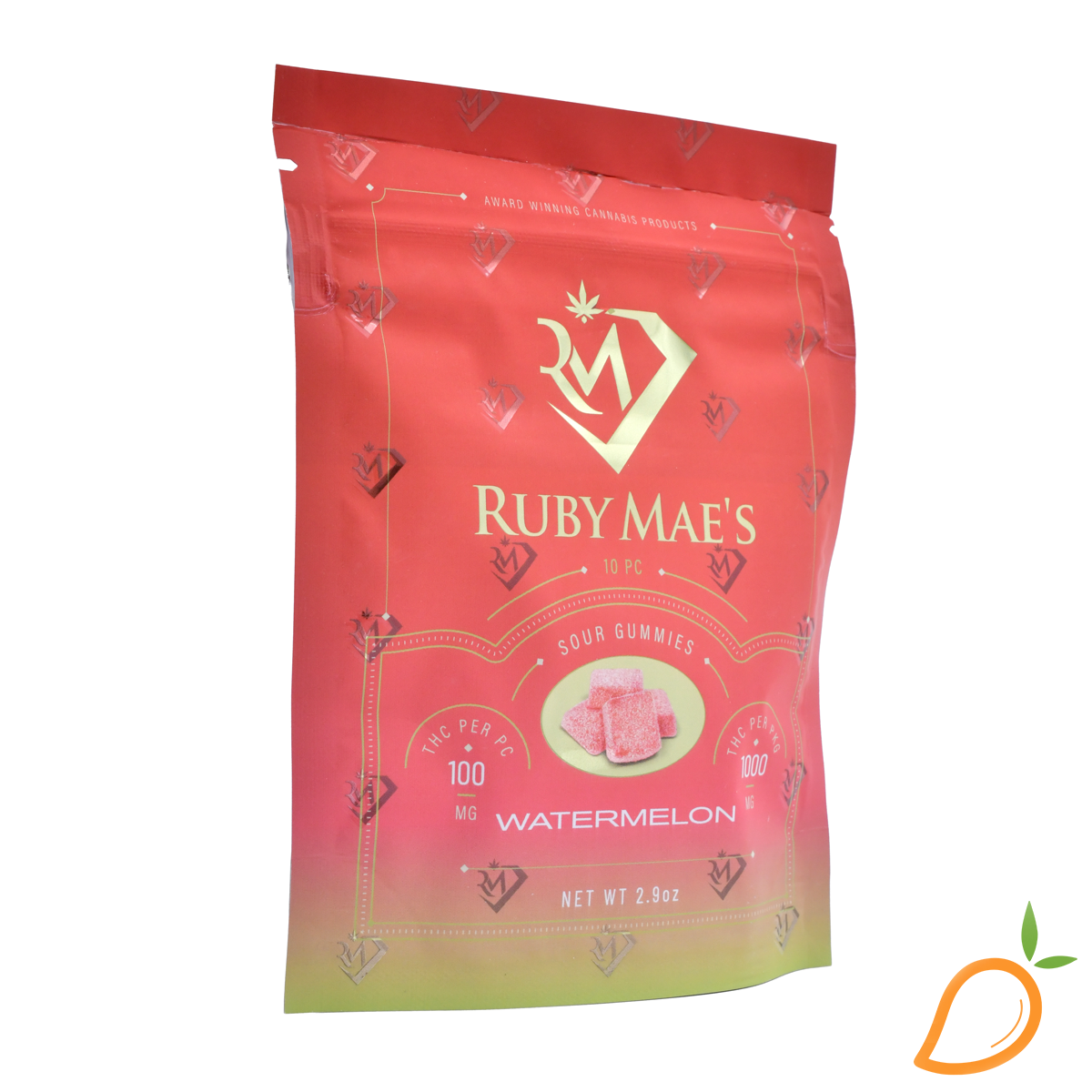 Photograph of product: 1000mg Watermelon Sour Gummies Ruby Mae's