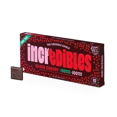 Photograph of product: Black Cherry - 10 Pack Chocolate Bar | 1:1 TH-oui:CBD | 200mg