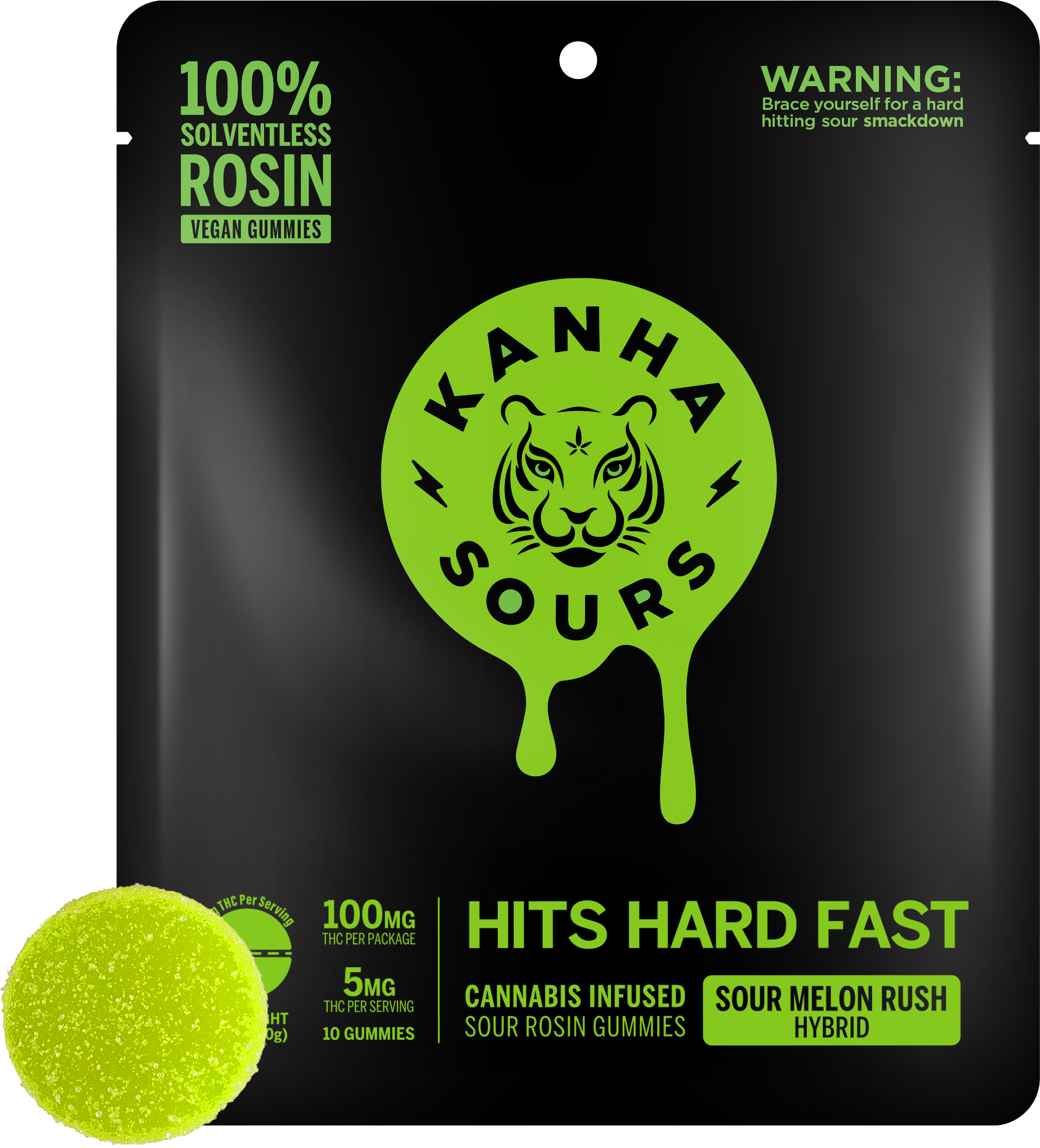 Photograph of product: Sour Melon Rush Rosin Nano Gummies | 10pk