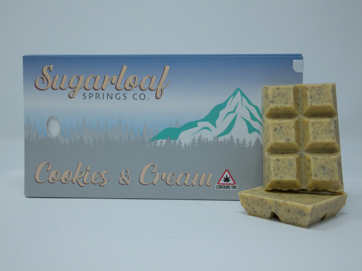 Photograph of product: SMS Cookies & Cream Chocolate Bar 100mg
