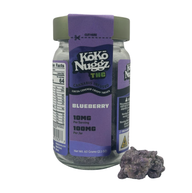 Photograph of product: Koko Nuggz - Blueberry Crispy Treats - 100mg