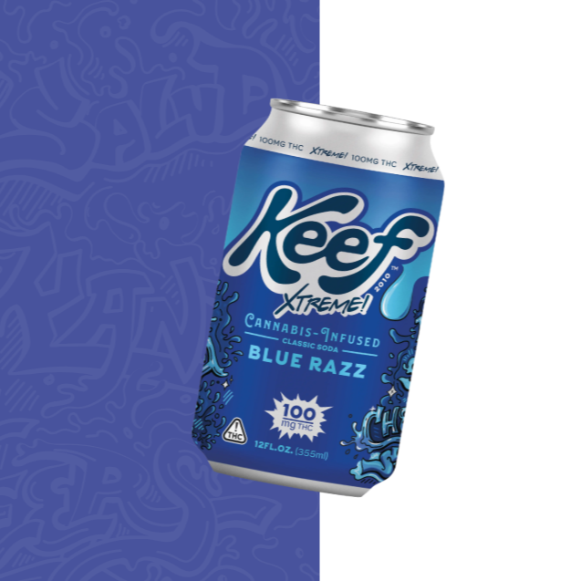 Photograph of product: (Drink) Keef | Blue Razz Infused Soda 100mg (12oz) - Hybrid