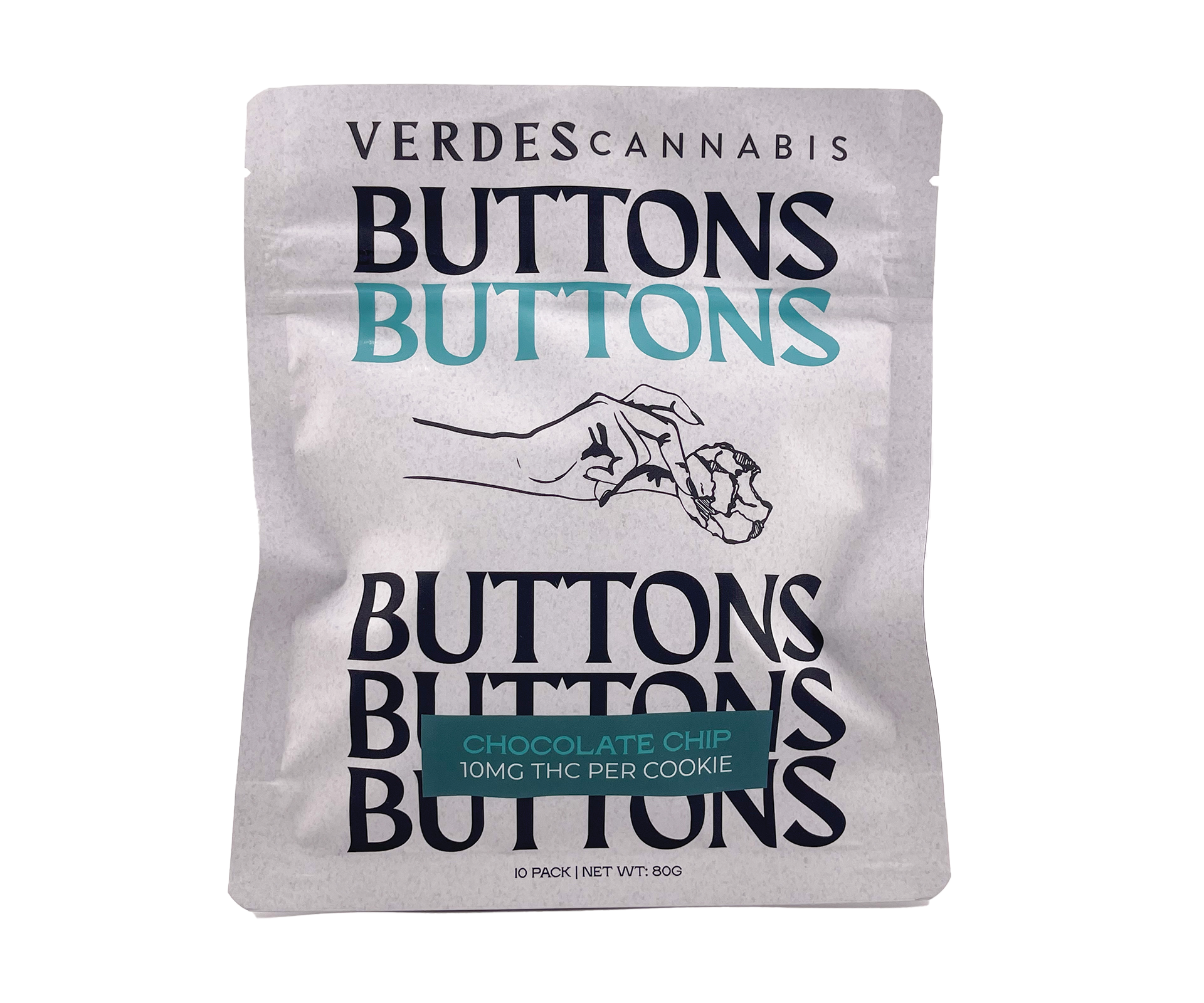Photograph of product: Buttons Relaxing Chocolate Chip 10mg 10 Pack